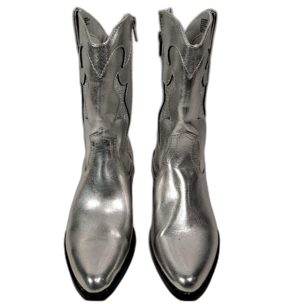 No Boundaries Women's Silver Metallic Short Western Boots Size 7